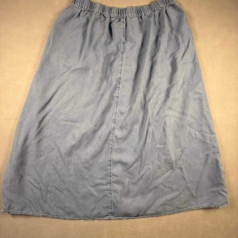 Coldwater Creek Blue Tencel Lyocell Button Front Midi Skirt Light Wash Womens M